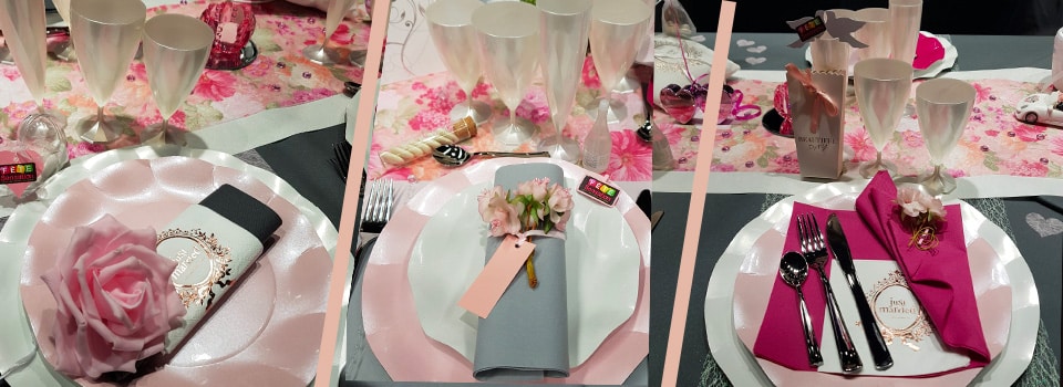 table de mariage rose et blanc
