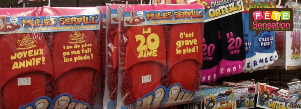 Mules chaussettes cadeaux anniversaire humour