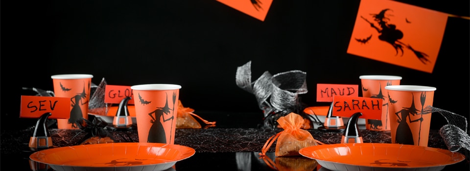 Idées de tables à thème Halloween Noir et Orange