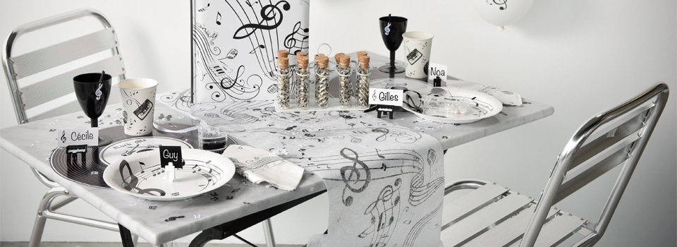 Idées de tables à thème Musique noir et blanc