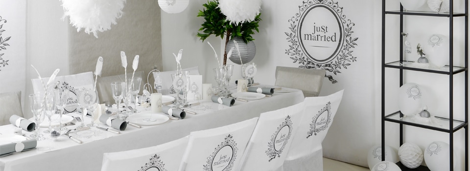 Idées de tables à thème mariage blanc