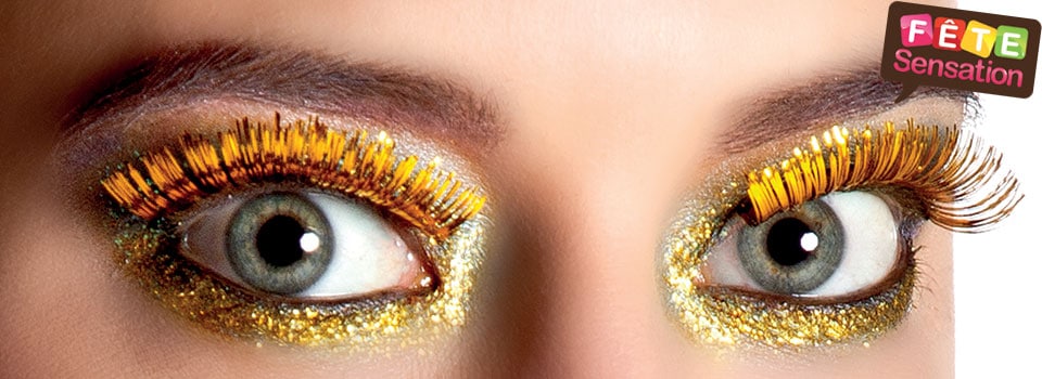 Faux cils or - Maquillage or et paillettes