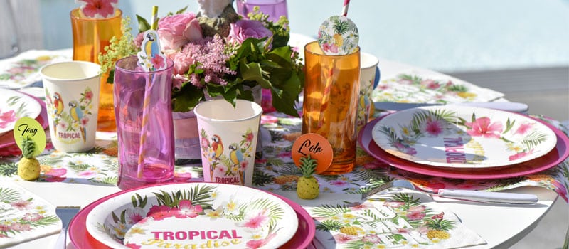 décoration de table tropical