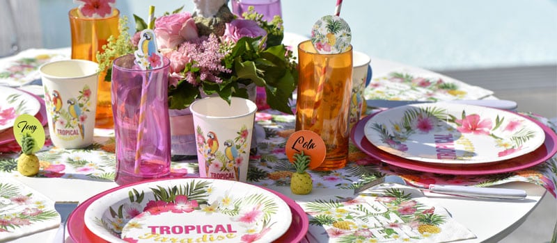 décoration de table tropical