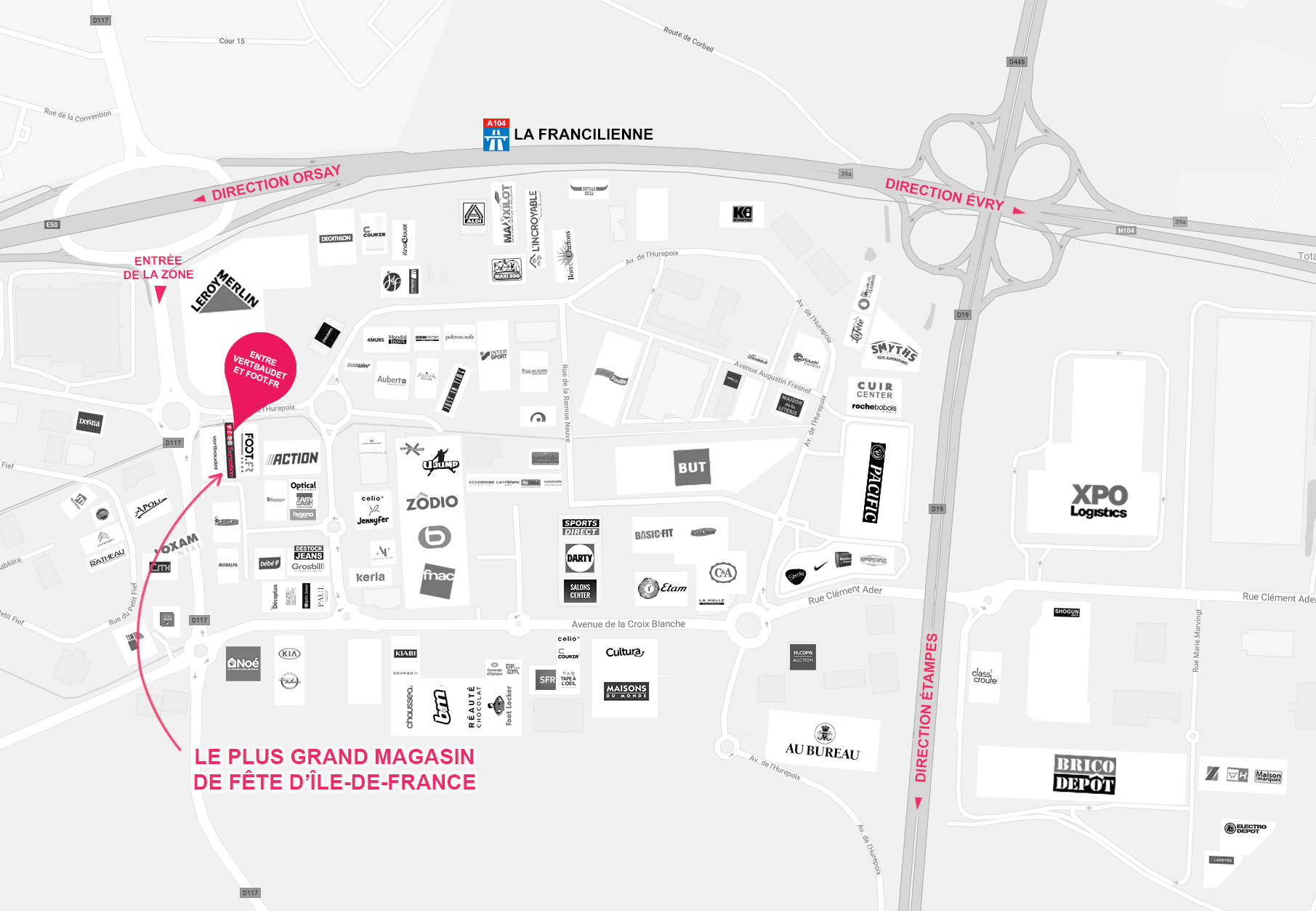 plan autour du magasin de Sainte Geneviève des Bois Plan d'accès Fête Sensation Sainte-Geneviève-des-Bois (91) - Ile-de-France